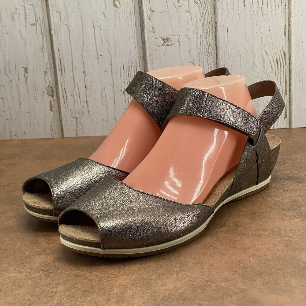 Dansko Vera Wedge Bronze Metallic Peep Toe Sandals Women's EU 42 US 11.5-12